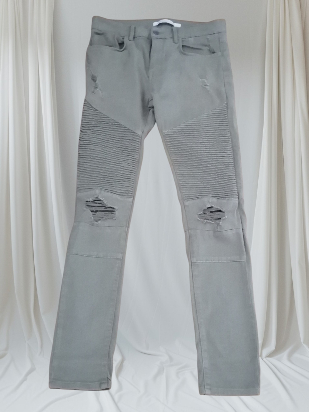 Zara Men's Slim Straight Jeans with Ribbed Knee Panels